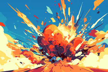 Colorful Cartoon Style Explosion Moment, Dynamic Background Illustration 