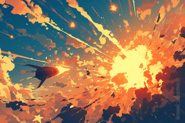 Comic Stars in Explosive Smoke Illustration - 爆発的な煙のイラストのコミックスター