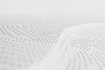 Abstract pattern of small white dots arranged in flowing curves on a light background creating a minimalist design