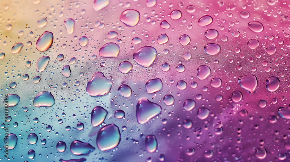 Aufkleber top view of a gradient background. the water droplets create an abstract pattern on the surface