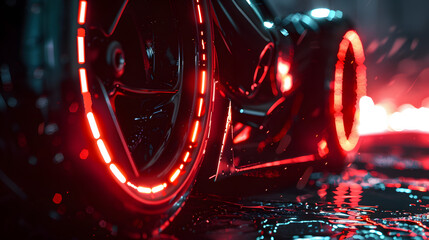 close up image of a dark spots car racing wheel