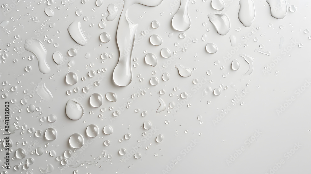 Aufkleber top view of a white background. the water droplets create an abstract pattern on the surface