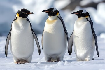 Fototapeta premium Three Emperor Penguins in Antarctica