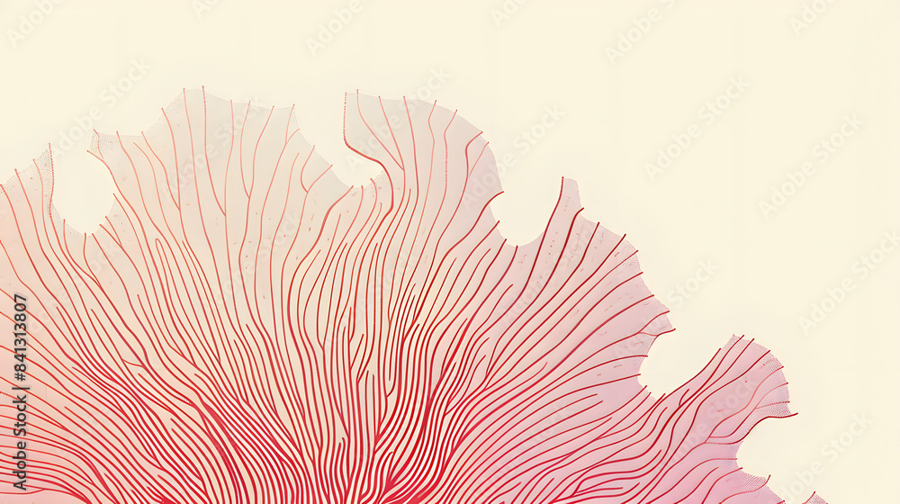 Poster vector graphic coral contour on a cream background. using vector graphics. lines. and simple shapes 