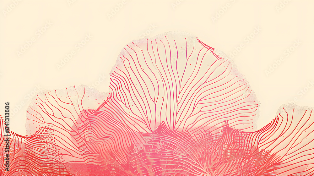 Poster vector graphic coral contour on a cream background. using vector graphics. lines. and simple shapes 