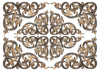 Pattern of wood frame carve flower on wood background