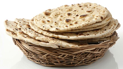 Obraz premium A basket filled with various types of flatbreads, suitable for food and cultural editorial use