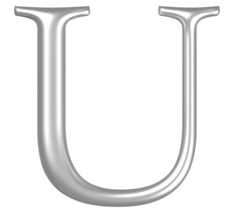 3D White Silver Font U
