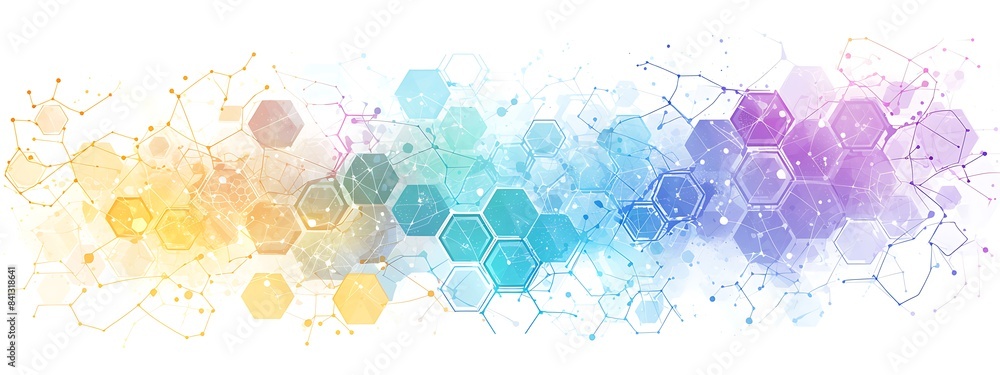 Poster Abstract background with hexagons and digital connections on white background vector illustration