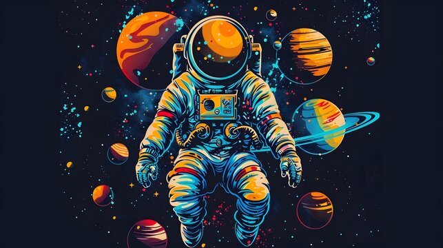 a astronaut flying in space between planets