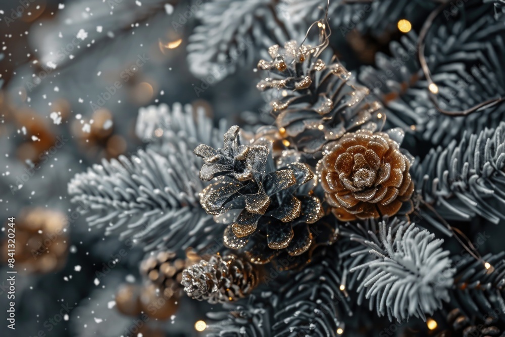 Poster Close-up view of a cluster of pine cones on a tree branch