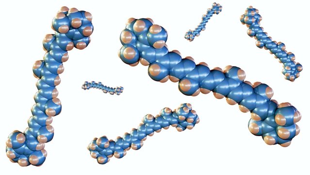 3D rendering of beta-carotene molecules, also called carotenoids are considered antioxidants