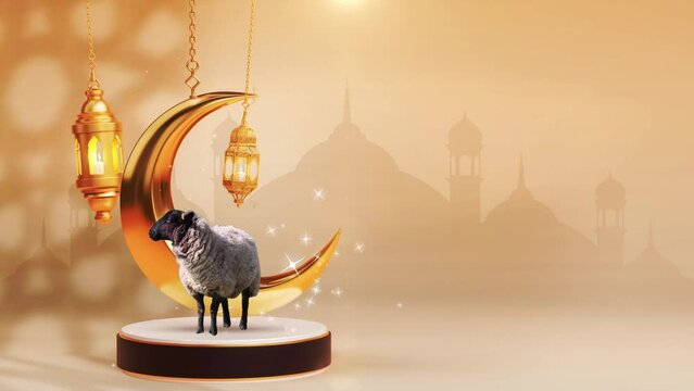 Eid Al Adha greetings sheep dancing  4k 