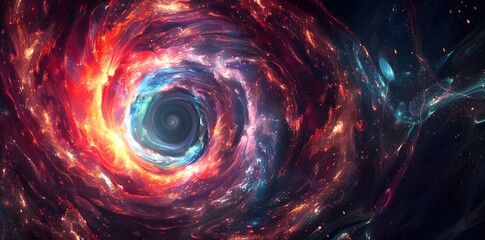 Abstract colorful spiral background with a black hole, wormhole or space time tunnel concept