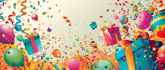 Overflowing with colorful decorations, this invitation banner captures the essence of a joyous occasion