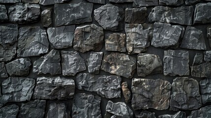 Fototapeta premium Texture of Dark Stone Wall - Generative AI