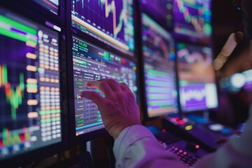 Trader Analyzing Stock Market Data on Screens