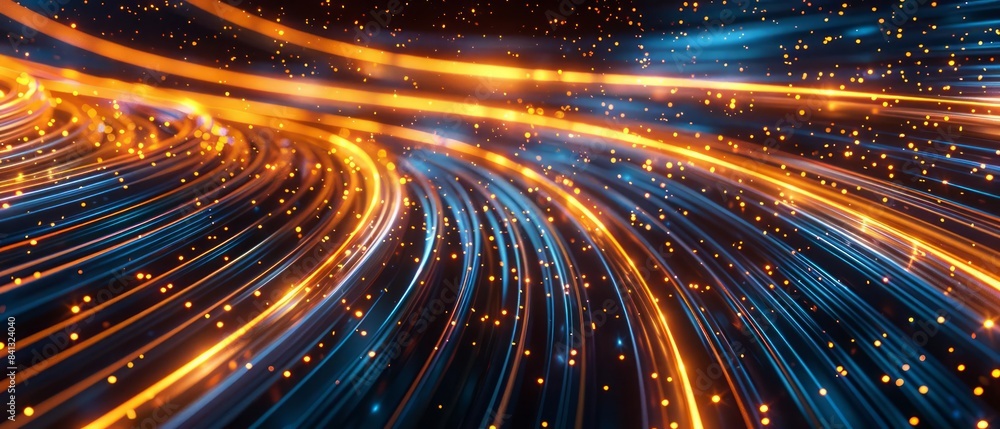 Poster vibrant glowing lines creating a futuristic and abstract atmosphere in a 3d space