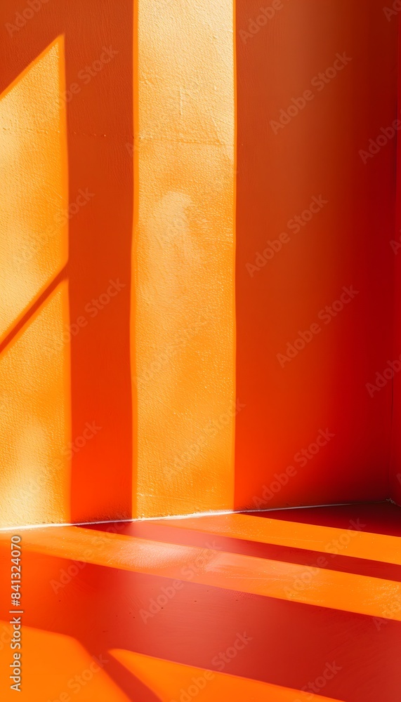 Aufkleber 3d orange wall with window shadow in minimal style background for product display