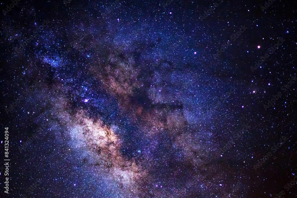 Wall mural the center of milky way galaxy with stars and space dust in the universe
