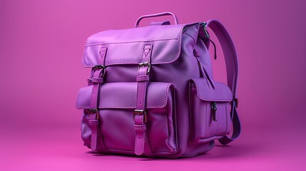 A clean and straightforward visual representation of a simple violet backpack