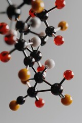 A detailed view of a molecular structure with atoms and bonds visible