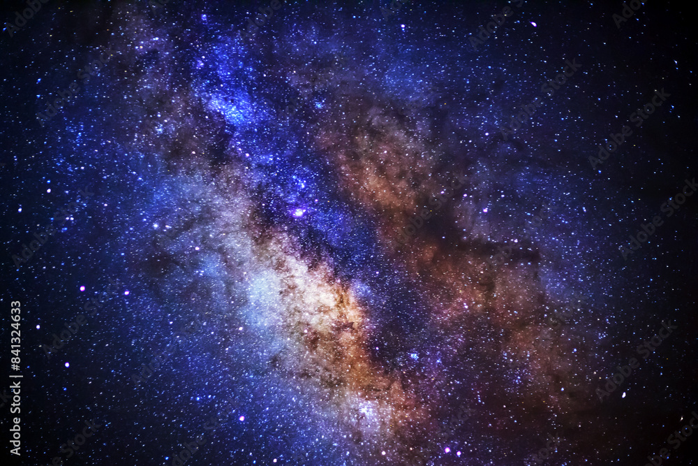 Wall mural the center of milky way galaxy with stars and space dust in the universe