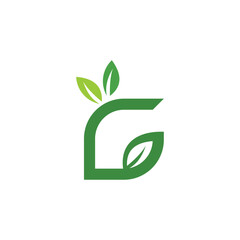 abstract leaf vector logo design with green color