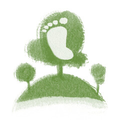 Carbon footprint concept, empty space for text. large foot measurement Impact of carbon pollution, CO2 emissions in the environment The impact of carbon dioxide on the world's ecosystems. Illustration