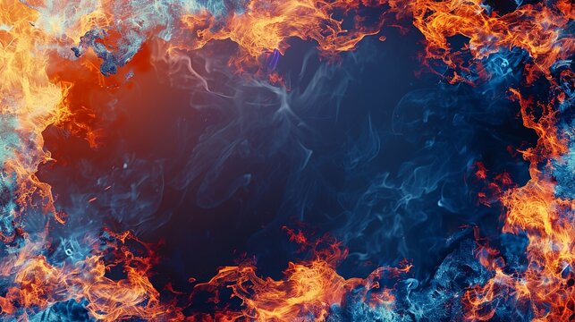 Flames forming a frame, Pop Art, Bold primary colors, Graphic design, Retro flames and stylized fire effects 8K , high-resolution, ultra HD,up32K HD