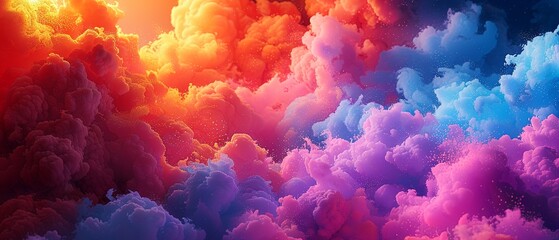 Explosive clouds with vibrant colors, Psychedelic, Bold and bright, 3D render, Surreal detonations and abstract patterns 8K , high-resolution, ultra HD,up32K HD
