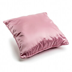 Pink satin decorative pillow isolated on white, perfect for summer home decor and trendy interior design accents
