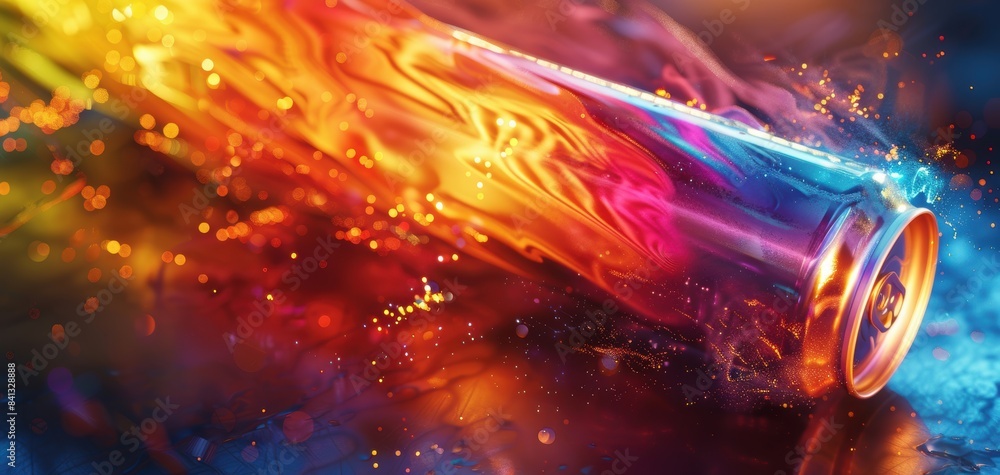 Poster vivid abstract art featuring vibrant swirling colors and dynamic motion, creating an energetic and m