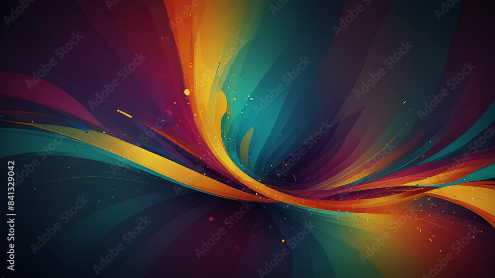 Poster vibrant abstract backdrop featuring colorful waves, evoking a sense of fluidity and dynamic energy i