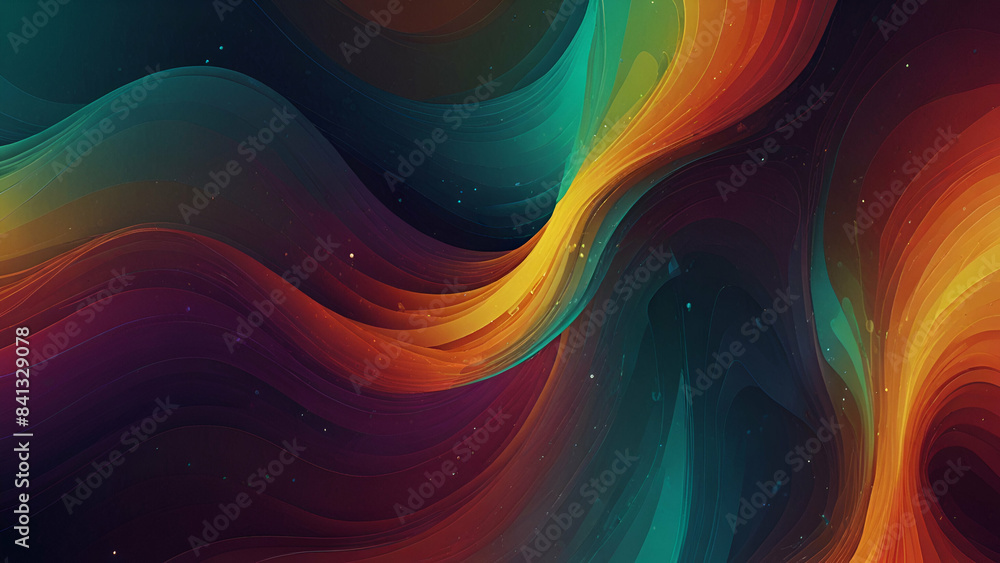 Poster vibrant abstract backdrop featuring colorful waves, evoking a sense of fluidity and dynamic energy i