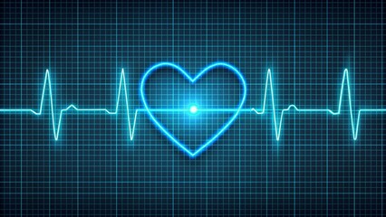 Naklejka premium Electrocardiograph Representation with Heart Outline
