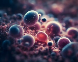 Abstract microscopic bacteria and viruses for microbiology, medicine and science concept background