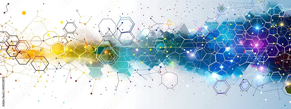 Aufkleber Abstract background with hexagons and digital connections on white background vector illustration