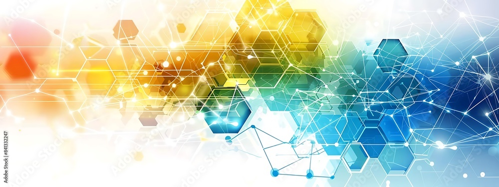 Aufkleber Abstract background with hexagons and digital connections on white background vector illustration