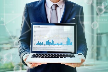 A businessman presenting some statistics