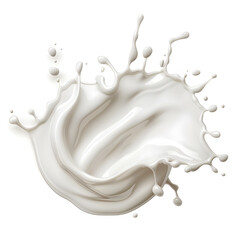 Fototapeta premium White milk or cream wave splash with splatters and drops isolated on white background