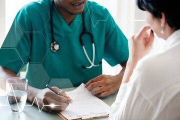 Obraz premium Doctor diagnose patient healthcare remix