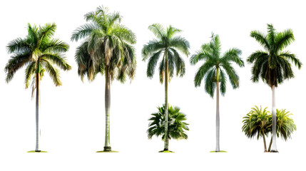 Collection of Palm trees isolated on white background