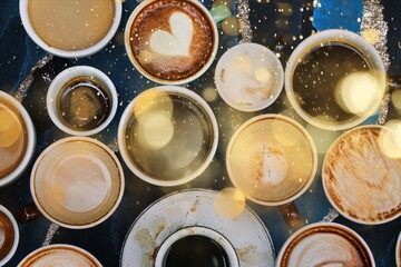 Aerial view of various coffee