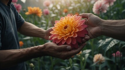 hands holding flowers
