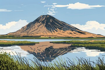 Fototapeta premium Geothermal wonders icelandic mountains with hot springs and geysers emitting vapors