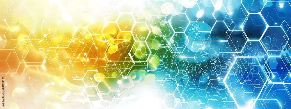 Aufkleber Abstract background with hexagons and digital connections on white background vector illustration