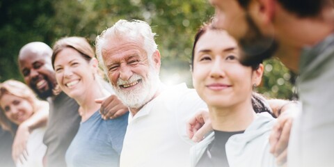 Fototapeta premium Happy diverse people together in the park