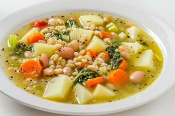 Cozy Winter Barley Soup with Red Kidney Beans and Pesto