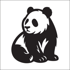 Cartoon panda eating bamboo 